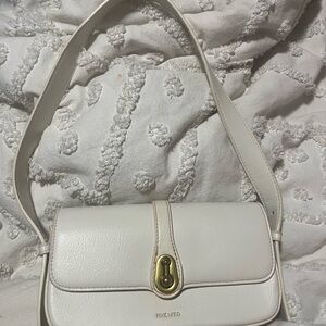 Pixie Mood Cream Shoulder Bag with Gold Accent